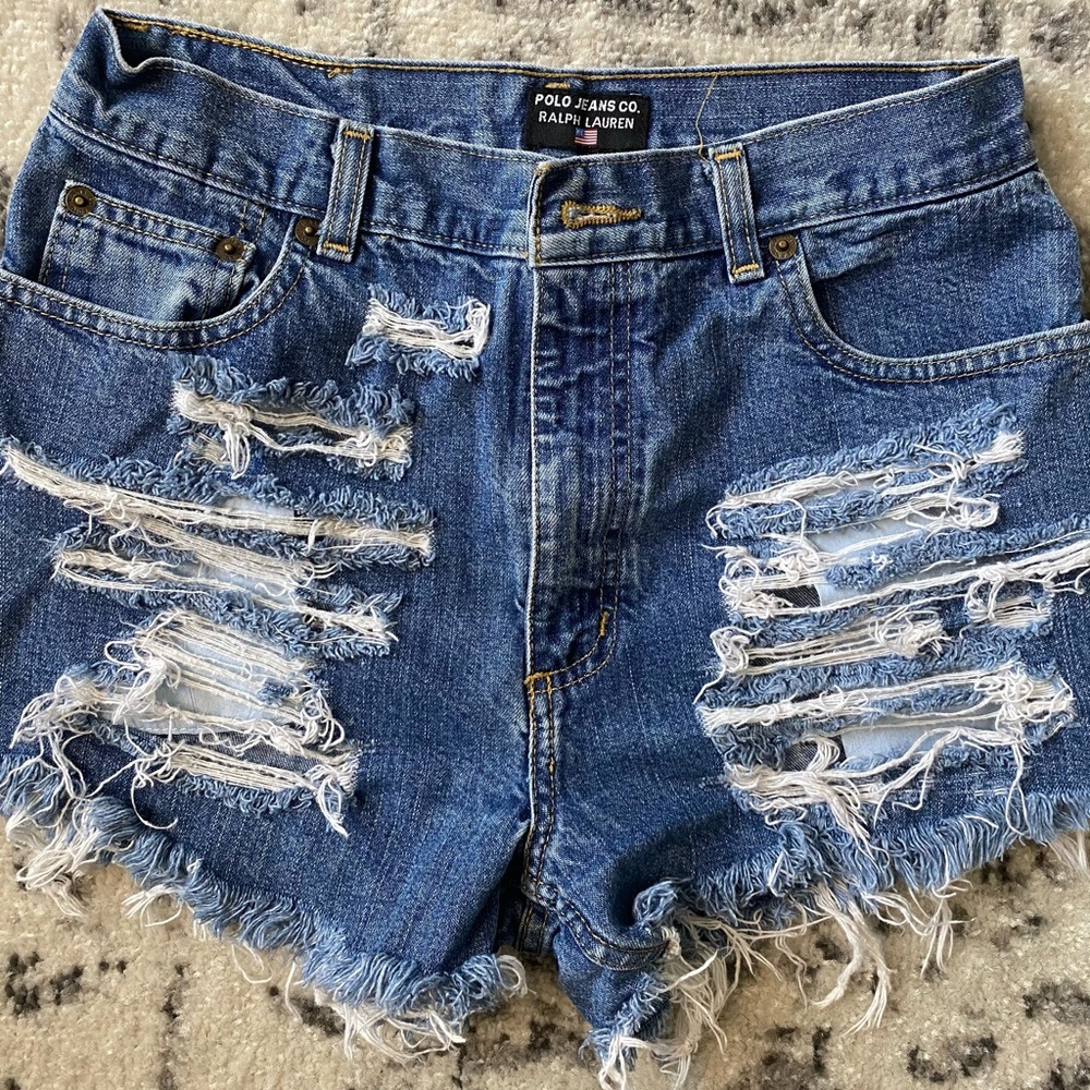 POLO JEANS DISTRESSED CUT OFF SHORTS